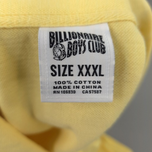 Billionaire Boys Club Polo Shirt Mens 3XL Yellow Astronaut Logo Cotton Pique - Picture 4 of 10